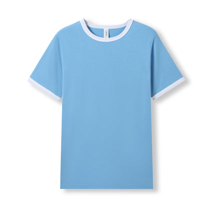 RAMO T525RN Unisex Combed Cotton Ringer Tee — Sky Blue/White front
