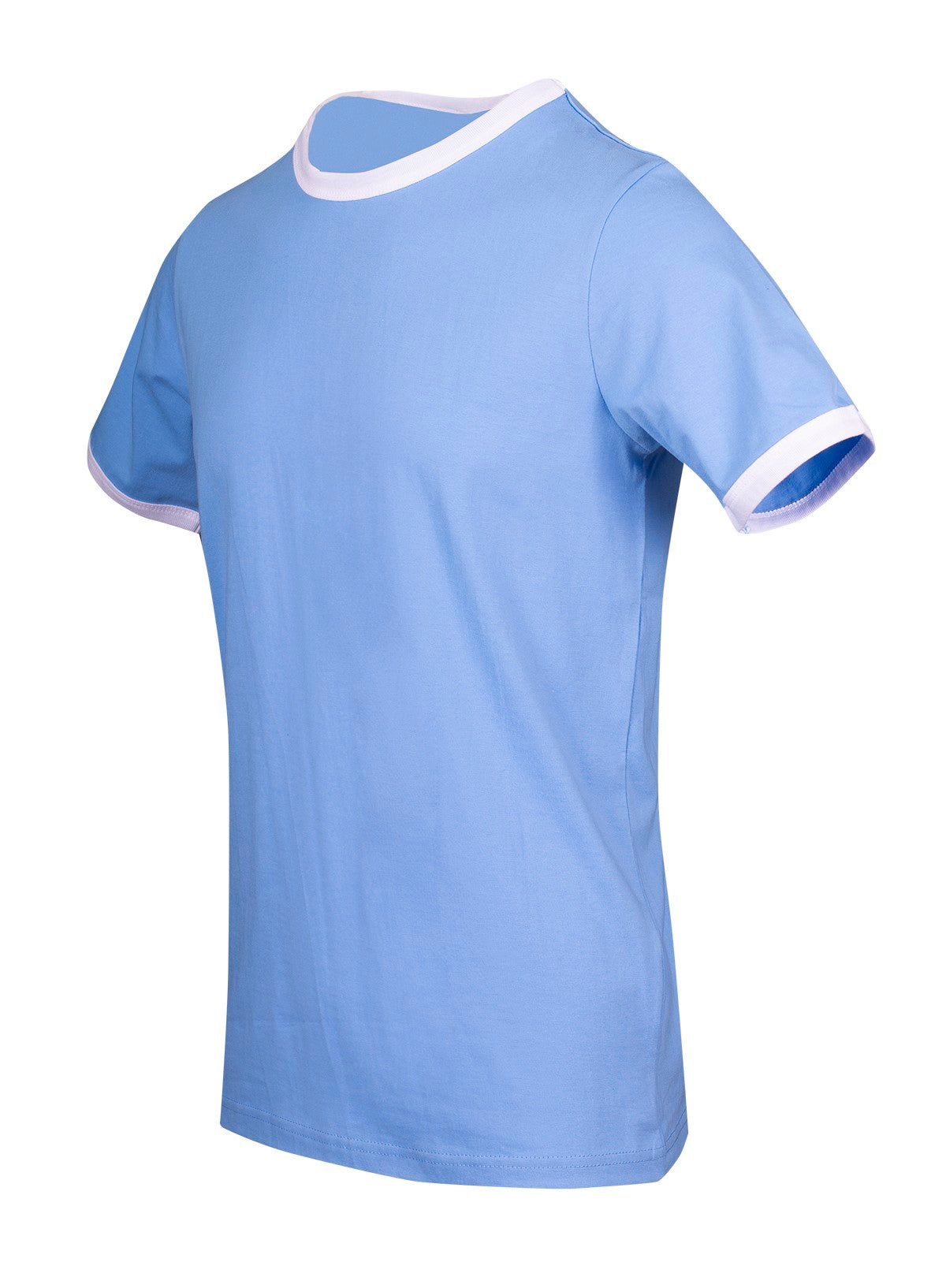 RAMO T525RN Unisex Combed Cotton Ringer Tee — Sky Blue/White side