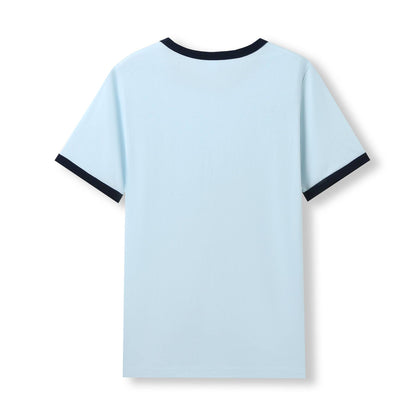 RAMO T525RN Unisex Combed Cotton Ringer Tee — Surf Blue/Navy back