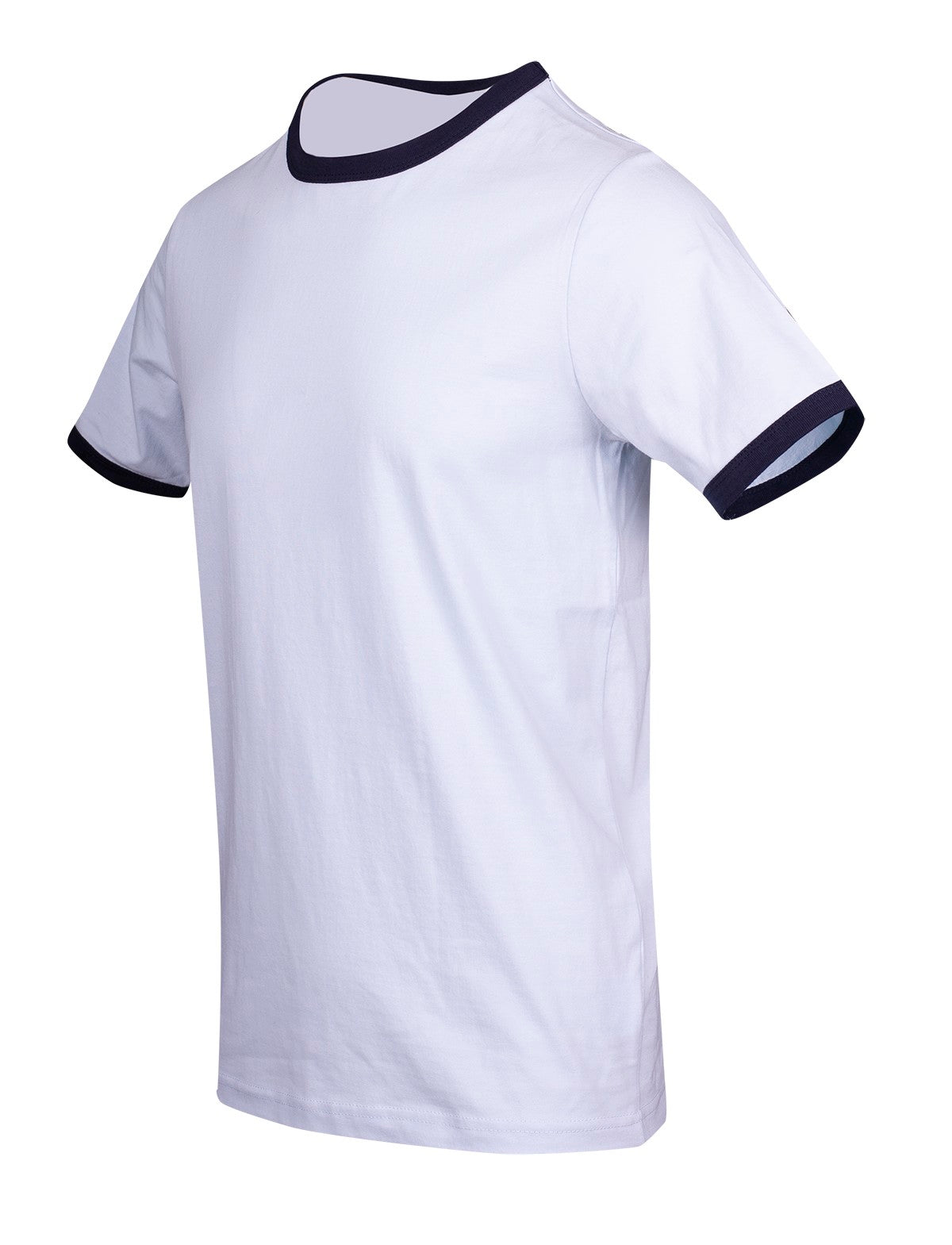 RAMO T525RN Unisex Combed Cotton Ringer Tee — Surf Blue/Navy side