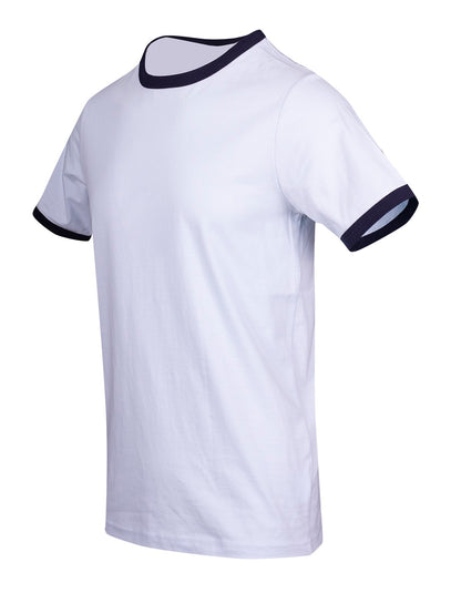 RAMO T525RN Unisex Combed Cotton Ringer Tee — Surf Blue/Navy side