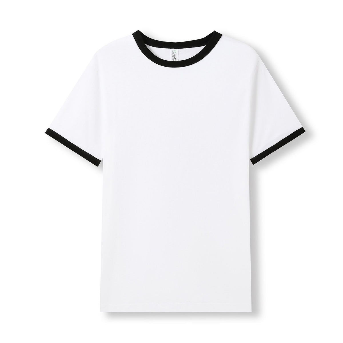 RAMO T525RN Unisex Combed Cotton Ringer Tee — White/Black front
