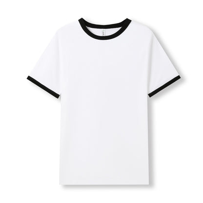 RAMO T525RN Unisex Combed Cotton Ringer Tee — White/Black front