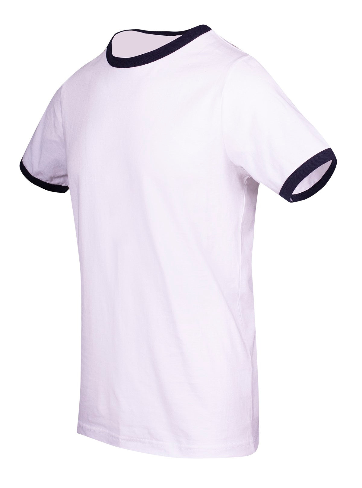 RAMO T525RN Unisex Combed Cotton Ringer Tee — White/Navy side