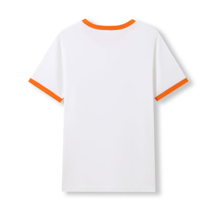 RAMO T525RN Unisex Combed Cotton Ringer Tee — White/Orange back