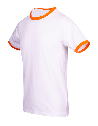 RAMO T525RN Unisex Combed Cotton Ringer Tee — White/Orange side