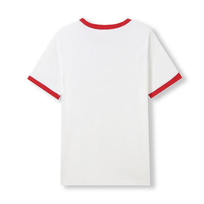 RAMO T525RN Unisex Combed Cotton Ringer Tee — White/Red back