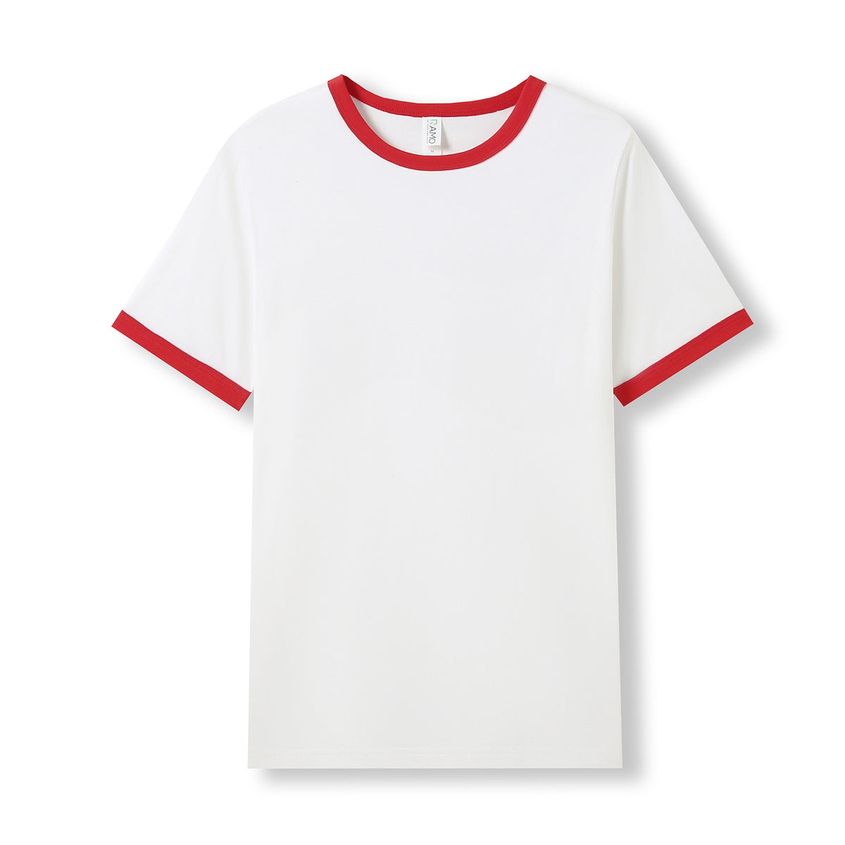 RAMO T525RN Unisex Combed Cotton Ringer Tee — White/Red front