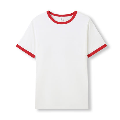 RAMO T525RN Unisex Combed Cotton Ringer Tee — White/Red front