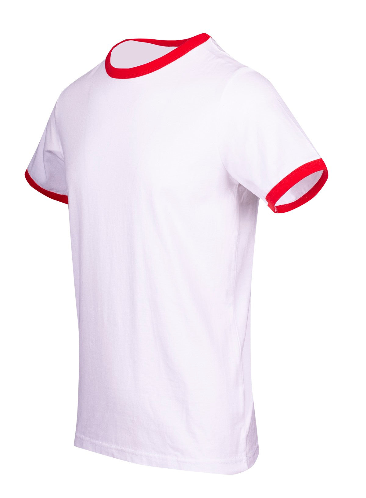 RAMO T525RN Unisex Combed Cotton Ringer Tee — White/Red side