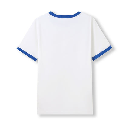 RAMO T525RN Unisex Combed Cotton Ringer Tee — White/Royal back