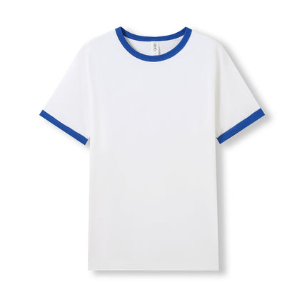 RAMO T525RN Unisex Combed Cotton Ringer Tee — White/Royal front