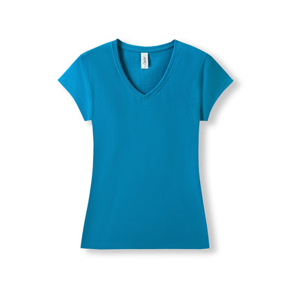 RAMO T727LD Women's Combed Cotton V Neck Tee — Azure front
