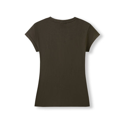 RAMO T727LD Women's Combed Cotton V Neck Tee — Brown back