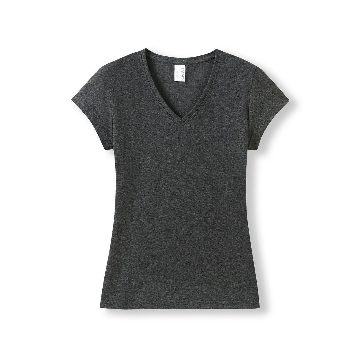 RAMO T727LD Women's Combed Cotton V Neck Tee — Charcoal Marl front