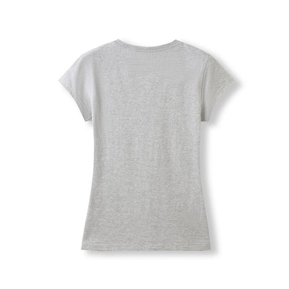 RAMO T727LD Women's Combed Cotton V Neck Tee — Grey Marl back