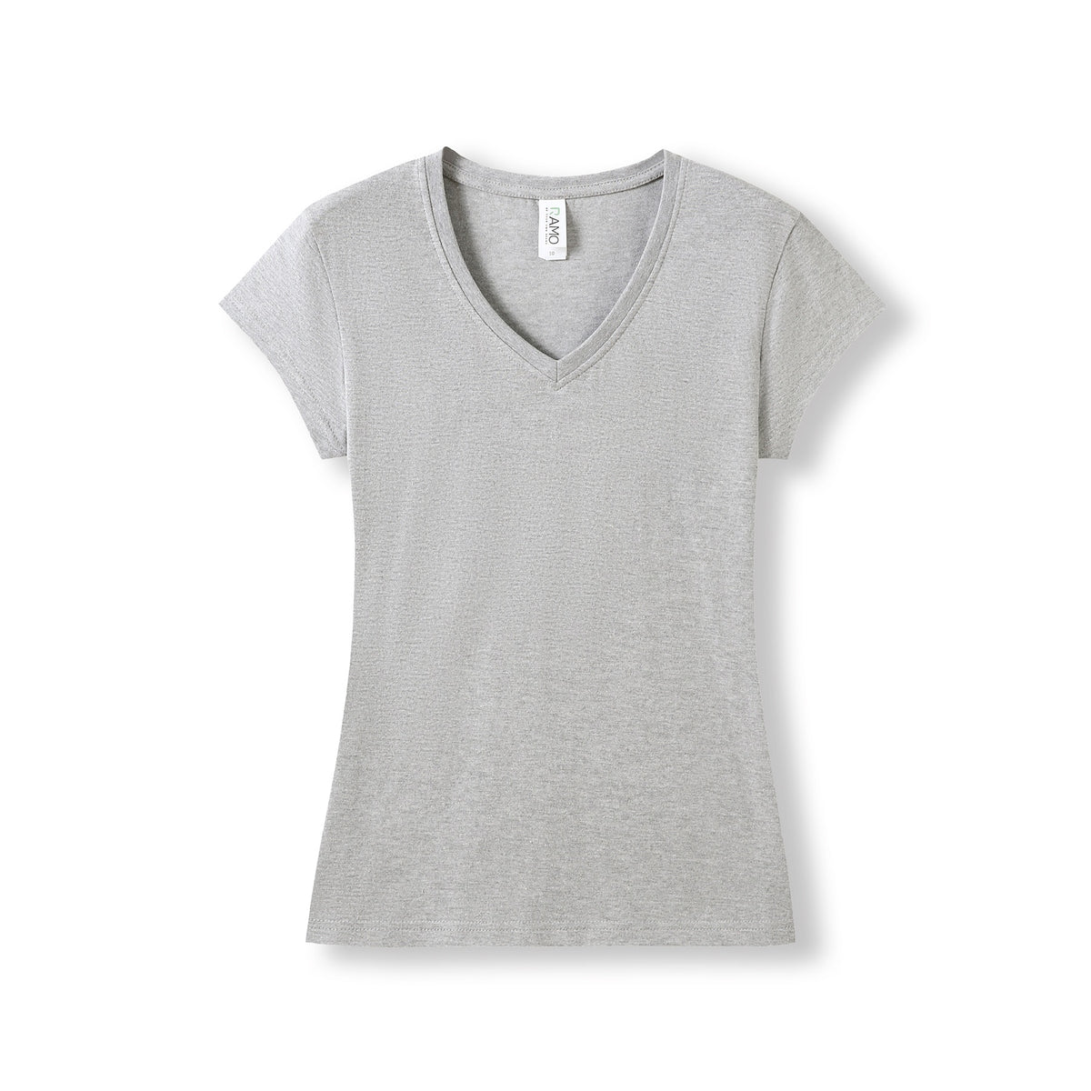 RAMO T727LD Women's Combed Cotton V Neck Tee — Grey Marl front