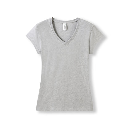 RAMO T727LD Women's Combed Cotton V Neck Tee — Grey Marl front