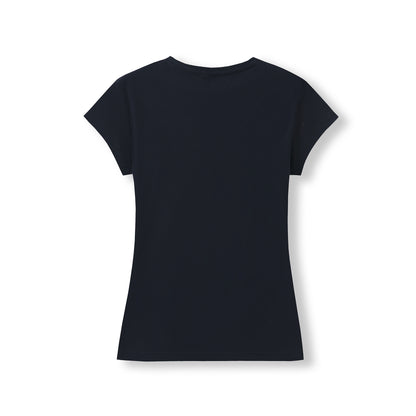 RAMO T727LD Women's Combed Cotton V Neck Tee — Navy Blue back