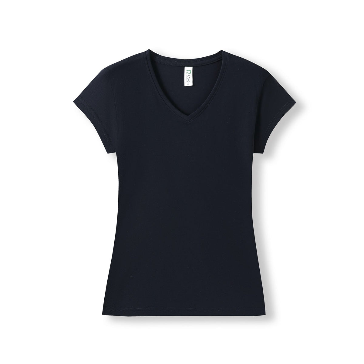 RAMO T727LD Women's Combed Cotton V Neck Tee — Navy Blue front