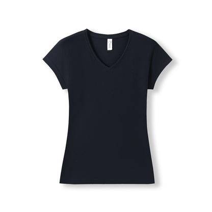 RAMO T727LD Women's Combed Cotton V Neck Tee — Navy Blue front