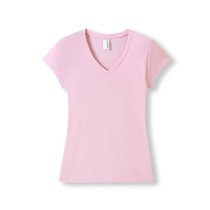 RAMO T727LD Women's Combed Cotton V Neck Tee — Pink front