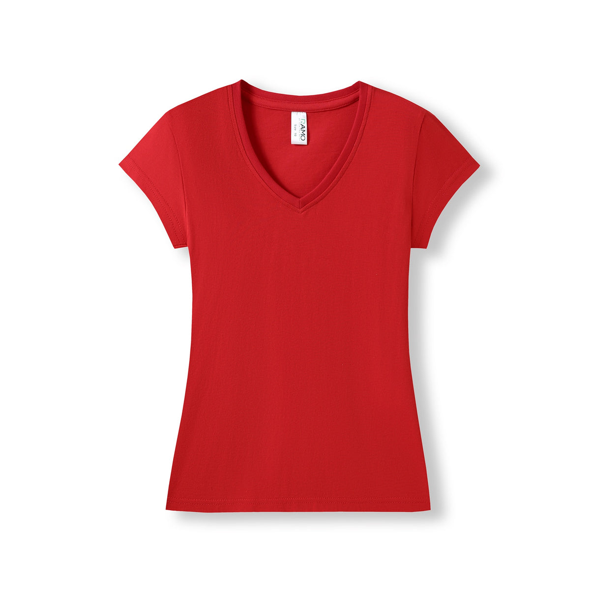 RAMO T727LD Women's Combed Cotton V Neck Tee — Red front