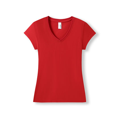 RAMO T727LD Women's Combed Cotton V Neck Tee — Red front