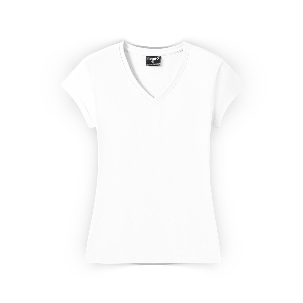RAMO T727LD Women's Combed Cotton V Neck Tee — White front
