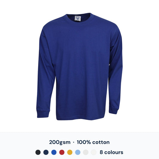 Blue Whale T14 Premium L/S Cotton Tee - 200gsm 100% cotton, 8 colours