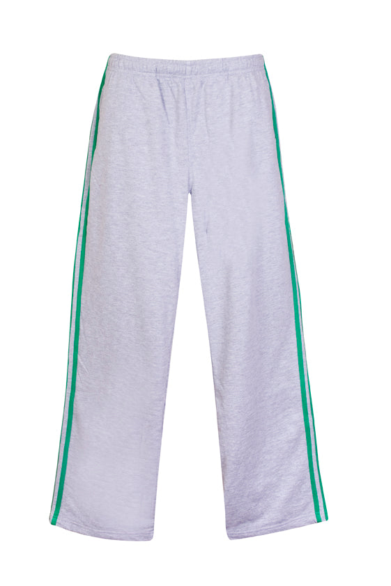 RAMO TR01MN Men’s Striped Track Pants — Grey Marl/Kelly Green front