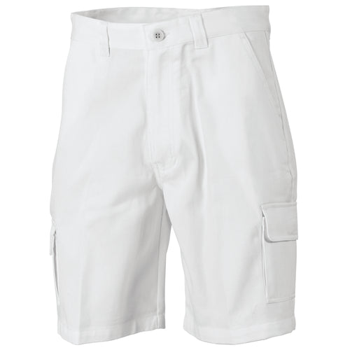 DNC Cotton Drill Cargo Shorts — White