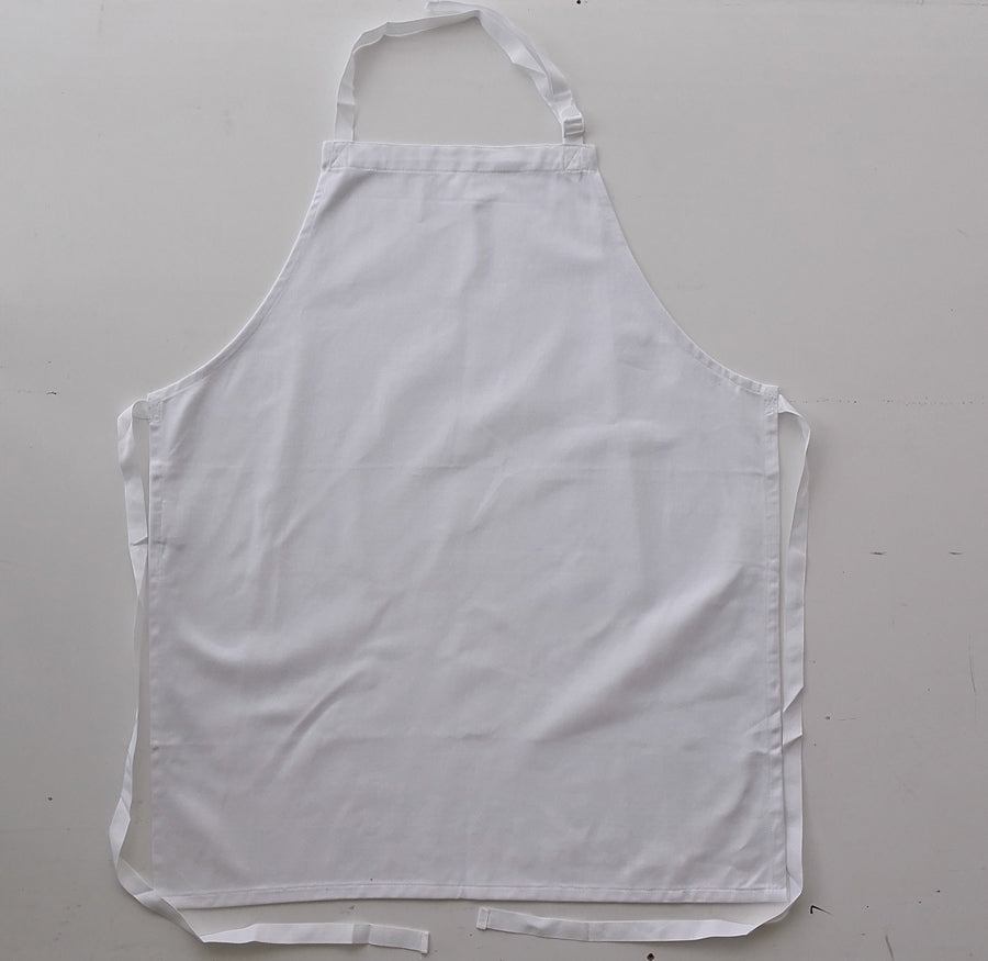 White – Bocini Cotton Drill Full Bib Apron - No Pocket WA0397