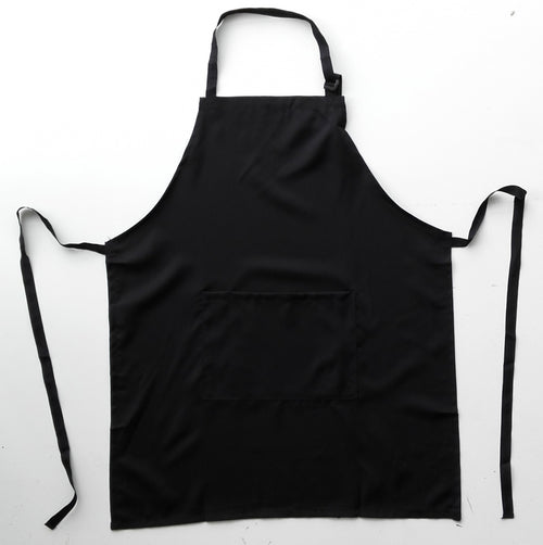 Bocini Polyester Drill Full Bib Apron - With Pocket — Black