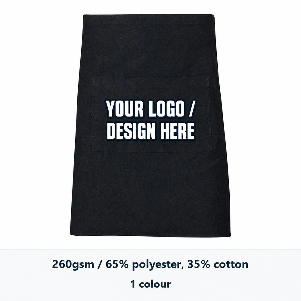 Winning Spirit AP01 Short Waist Apron with YOUR LOGO / DESIGN HERE in the custom print area