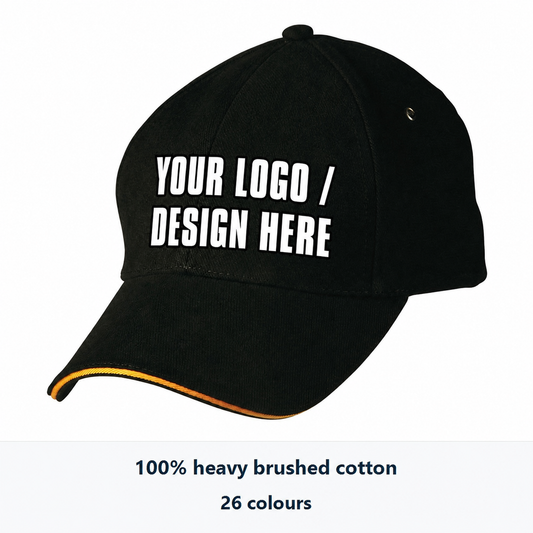 Winning Spirit CH18 Sandwich Peak Cap with YOUR LOGO / DESIGN HERE in the custom print area