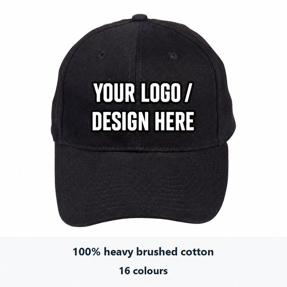 Winning Spirit Heavy Brushed Cotton Cap with YOUR LOGO / DESIGN HERE in the custom print area
