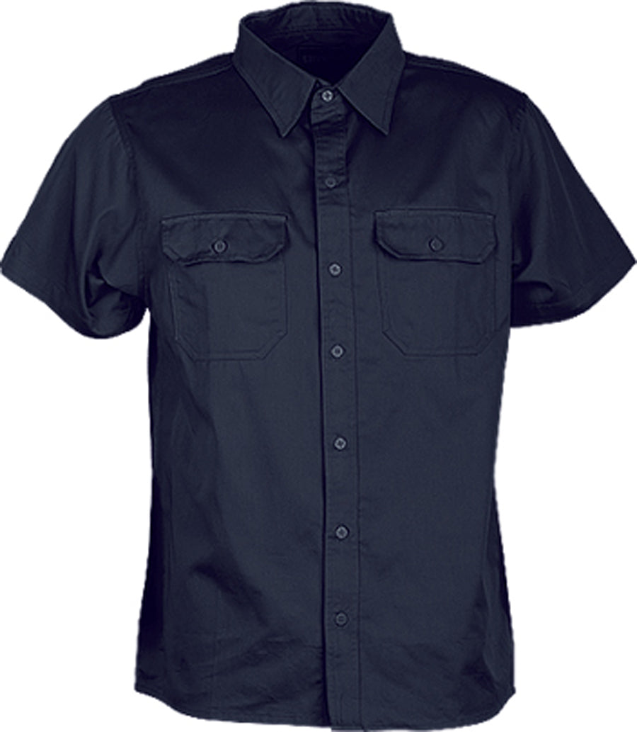 Black – Bocini Unisex Cotton Drill Short Sleeve Work Shirt WS0679