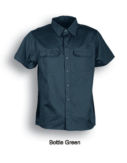 Bottle Green – Bocini Unisex Cotton Drill Short Sleeve Work Shirt WS0679