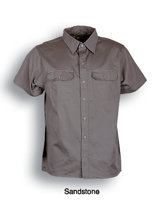 Sand – Bocini Unisex Cotton Drill Short Sleeve Work Shirt WS0679